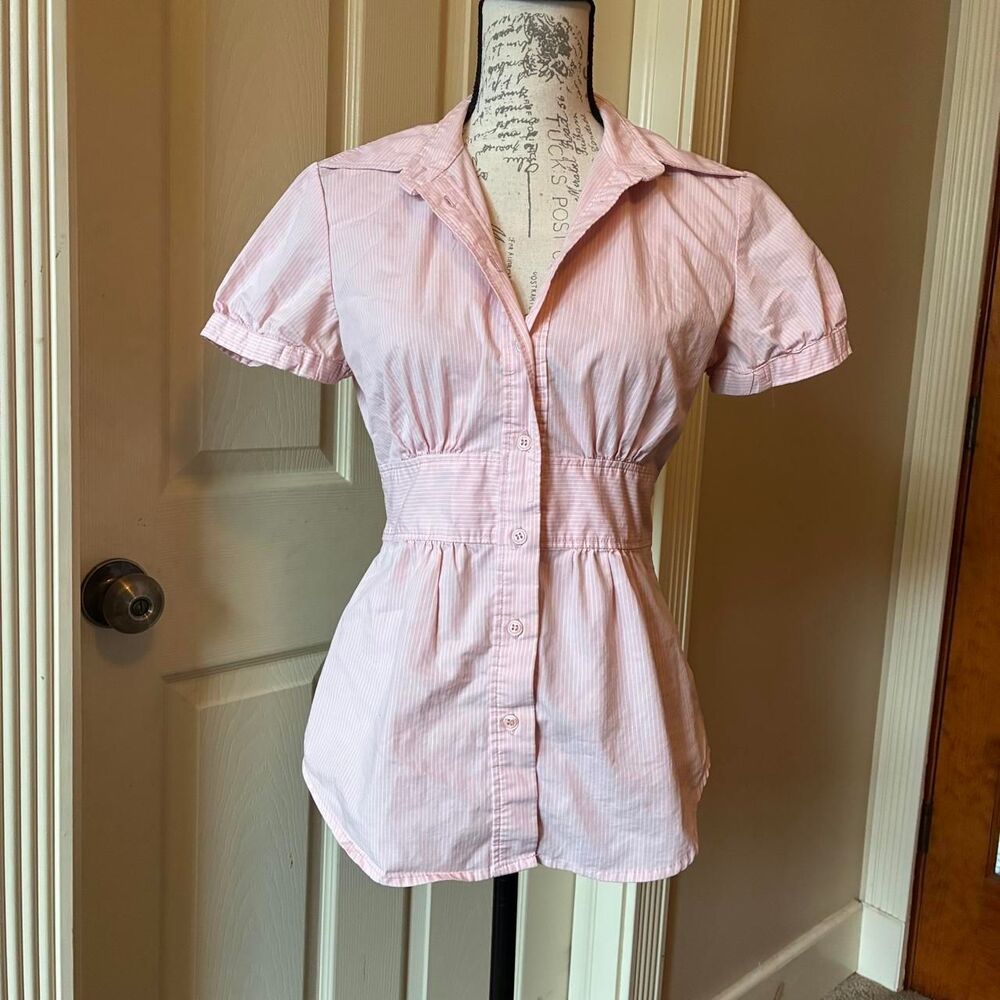 New-york-company Women's Pink and White Blouse